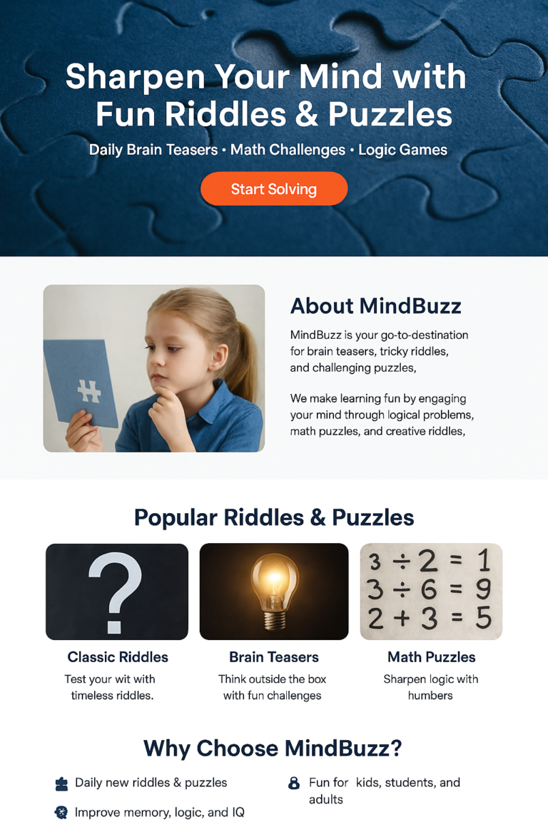mindbuzz website layout overview